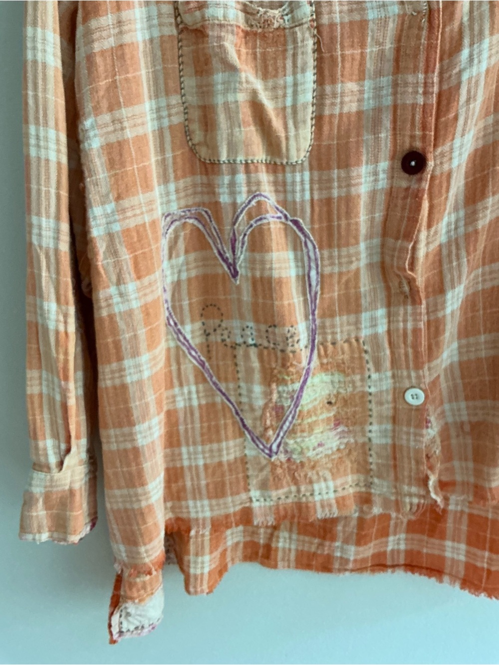 Magnolia Pearl Addison Workshirt. Plaid Button-Down Top with embroidery. NWT. - Picture 7 of 9